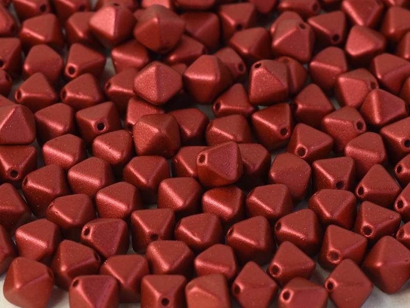 Bicone Beads 6 mm, Lava Red, Czech Glass
