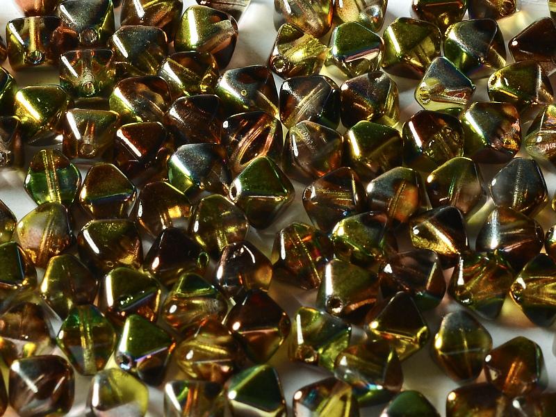 Bicone Beads 6 mm, Crystal Magic Green, Czech Glass