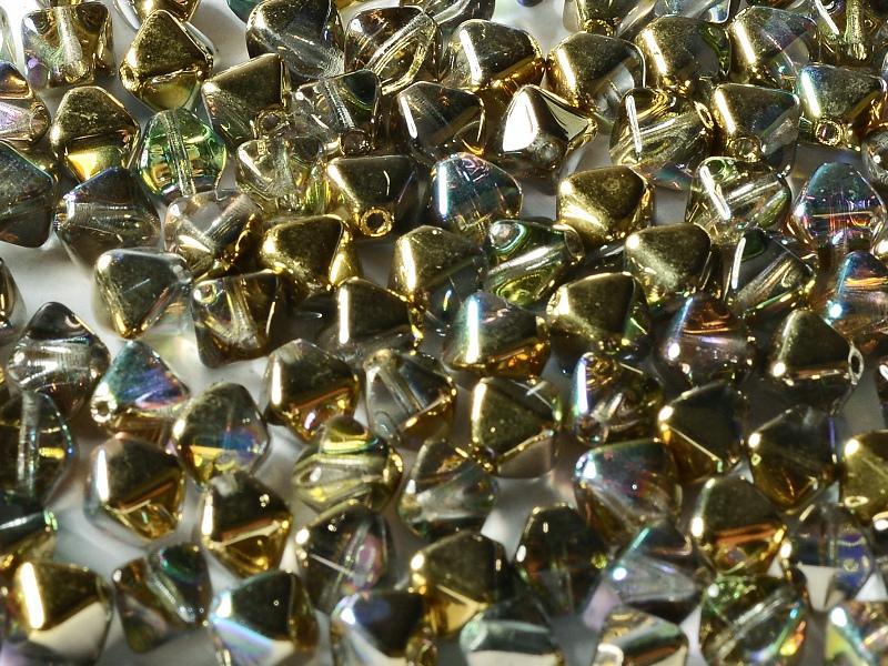 Bicone Beads 6 mm, Crystal Golden Rainbow, Czech Glass