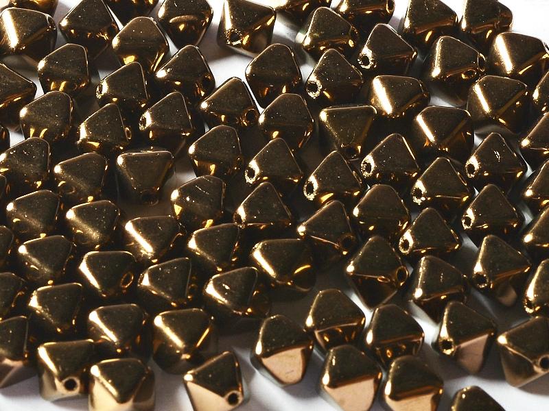 Bicone Beads 6 mm, Jet Bronze, Czech Glass
