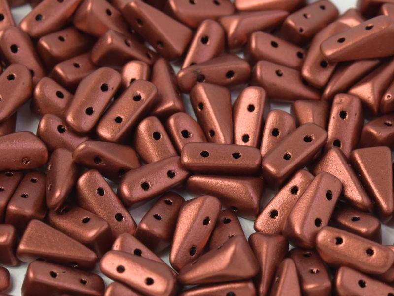 Vexolo® beads 5x8 mm, 2 Holes, Copper, Czech Glass