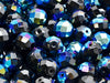 Fire Polished Faceted Beads Round 10 mm, Jet Black AB, Czech Glass