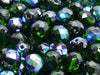 Fire Polished Faceted Beads Round 10 mm, Dark Chrysolite AB, Czech Glass