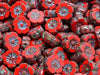 Hawaian Flowers Beads 10 mm, Opaque Coral Red Travertine, Czech Glass