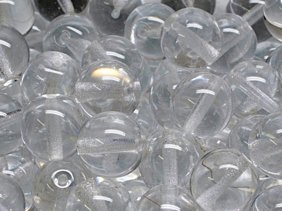 Round Beads 12 mm, Crystal, Czech Glass