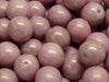 Round Beads 12 mm, White Alabaster Lila Luster, Czech Glass