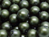 Round Beads 12 mm, White Alabaster Powder Dark Green, Czech Glass