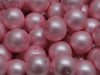 Round Beads 12 mm, White Alabaster Matte Pearl Powder Pink, Czech Glass
