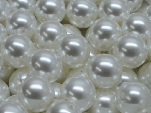 Round Beads 12 mm, White Alabaster Pearl Cream White, Czech Glass
