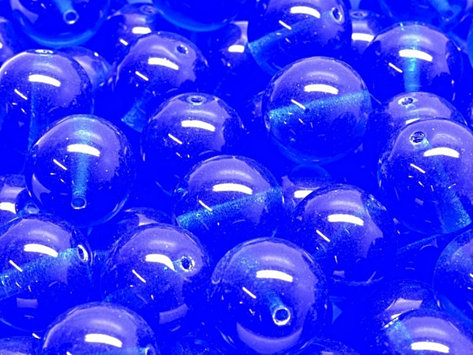 Round Beads 12 mm, Sapphire, Czech Glass