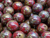 Round Beads 12 mm, Opaque Red Coral Picasso, Czech Glass