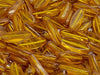 Spindle Ship Beads 16x6 mm, Amber Lila Luster, Czech Glass