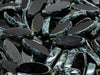 Spindle Ship Beads 16x6 mm, Jet Black Travertine Dark, Czech Glass