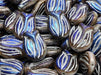 Tulip Bell Beads 16x11 mm, Alabaster Purple Full Azuro with Silver Streaks, Czech Glass