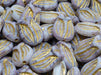 Tulip Bell Beads 16x11 mm, Alabaster Purple Matte with Golden Streaks, Czech Glass