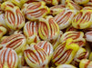 Tulip Bell Beads 16x11 mm, Alabaster Yellow with Copper Streaks, Czech Glass