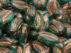 Tulip Bell Beads 16x11 mm, Transparent Green Aquamarine with Copper Streaks, Czech Glass