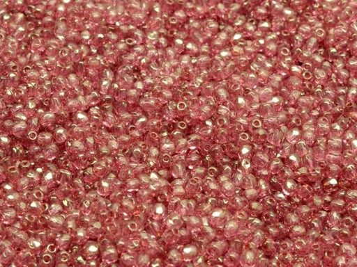 Fire Polished Faceted Beads Round 2 mm, Crystal Red Luster, Czech Glass