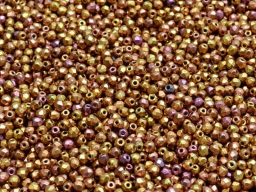 Fire Polished Faceted Beads Round 2 mm, Metallic Mix, Czech Glass