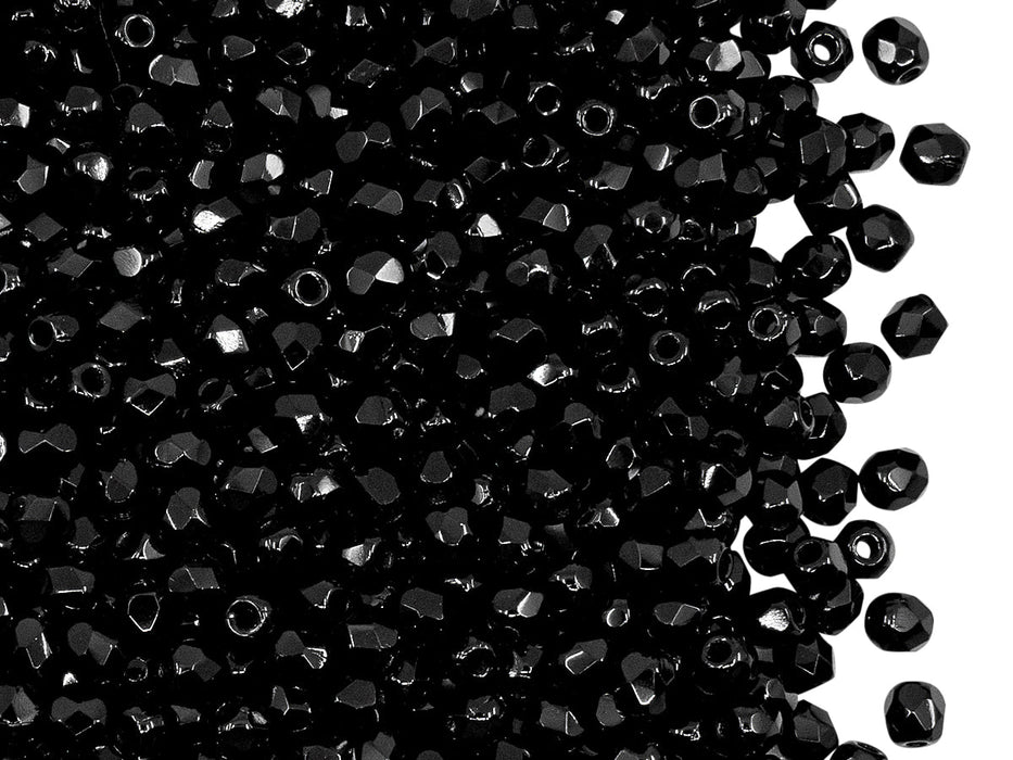 7200 pcs Fire Polished Faceted Beads Round, 3mm, Jet Black, Czech Glass