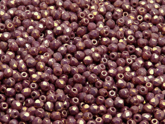 7200 pcs Fire Polished Faceted Beads Round, 3mm, Chalk Violet Luster, Czech Glass