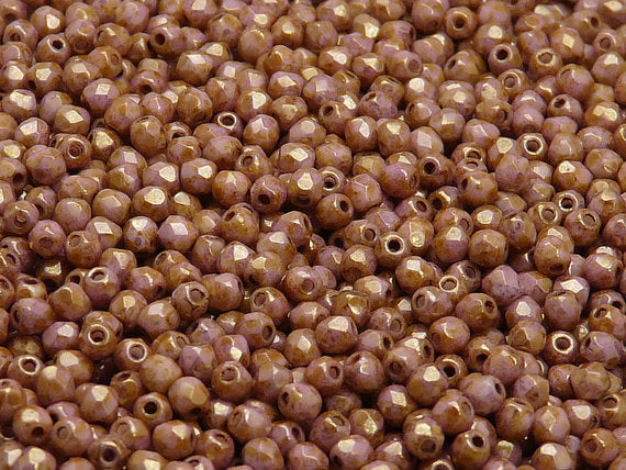 7200 pcs Fire Polished Faceted Beads Round, 3mm, Chalk Violet Brown Senegal, Czech Glass