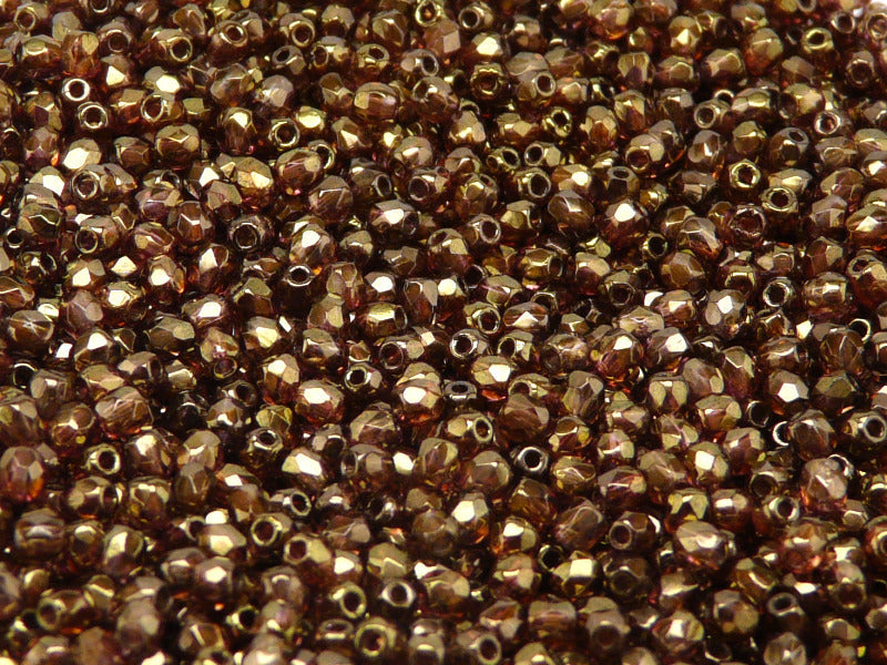 7200 pcs Fire Polished Faceted Beads Round, 3mm, Crystal Senegal Brown Violet, Czech Glass