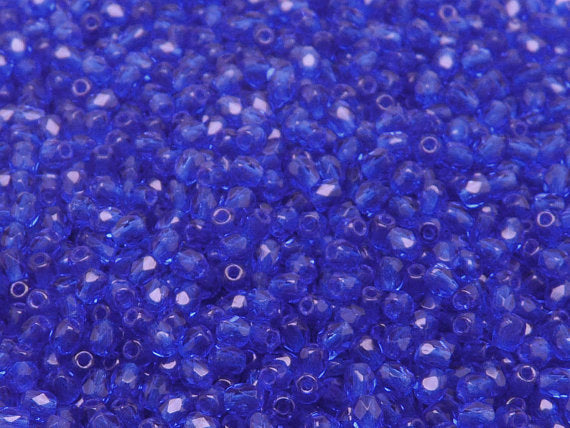 7200 pcs Fire Polished Faceted Beads Round, 3mm, Dark Sapphire, Czech Glass