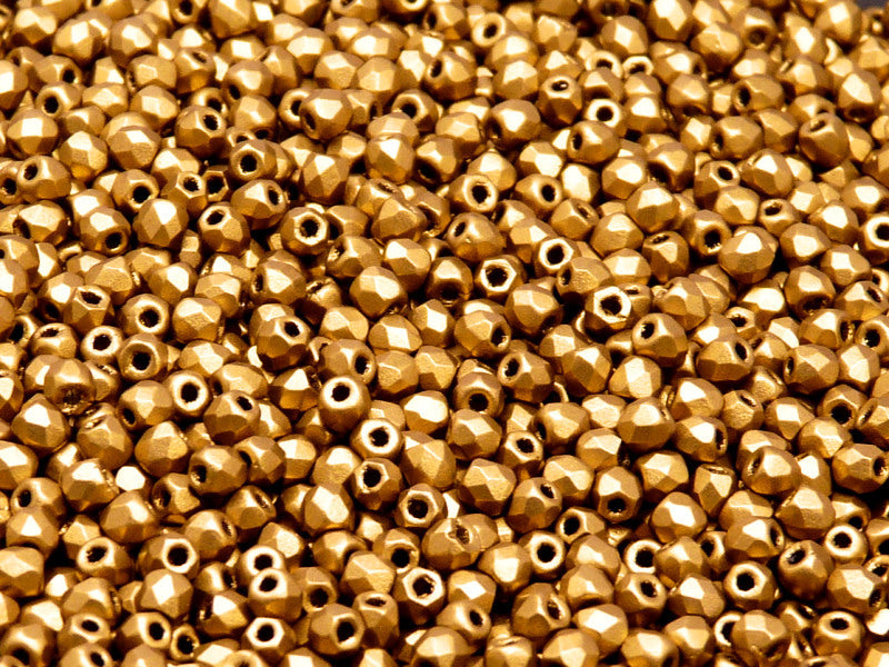 7200 pcs Fire Polished Faceted Beads Round, 3mm, Crystal Bronze Gold, Czech Glass