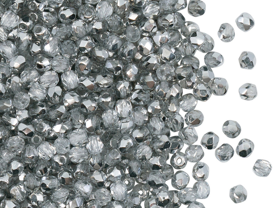 7200 pcs Fire Polished Faceted Beads Round, 3mm, Crystal Labrador (Crystal Silver), Czech Glass