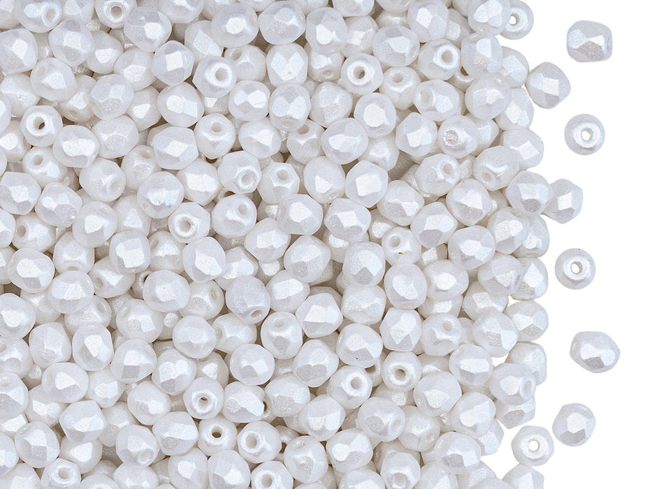 7200 pcs Fire Polished Faceted Beads Round, 3mm, Pastel White, Czech Glass