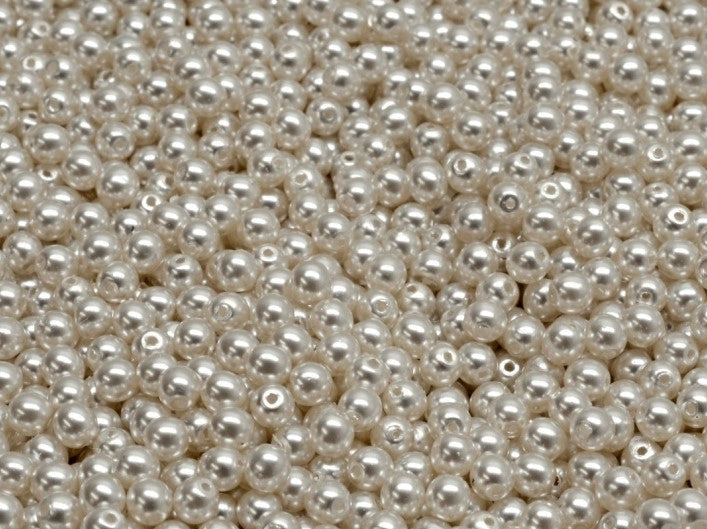 Round Beads 3 mm, Alabaster Pearl Bright White, Czech Glass