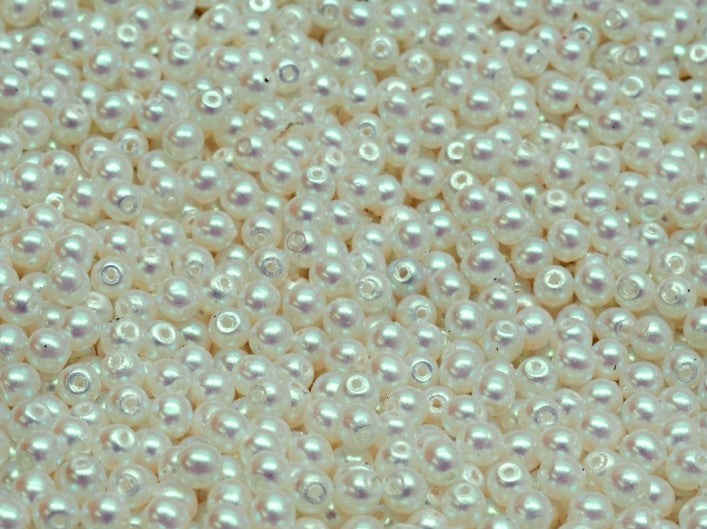 Round Beads 3 mm, Alabaster Pearl Pearlescent White, Czech Glass