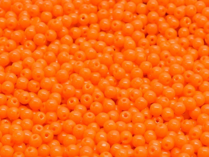 Round Beads 3 mm, Opaque Orange, Czech Glass