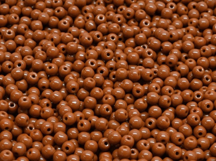 Round Beads 3 mm, Opaque Brown Luster, Czech Glass
