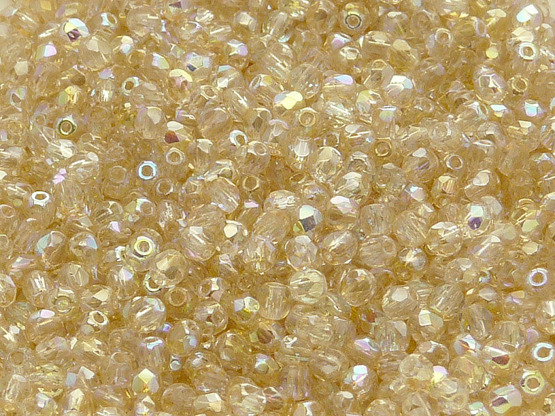7200 pcs Fire Polished Faceted Beads Round, 3mm, Crystal Yellow Rainbow, Czech Glass