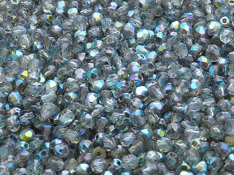 7200 pcs Fire Polished Faceted Beads Round, 3mm, Crystal Blue Rainbow, Czech Glass