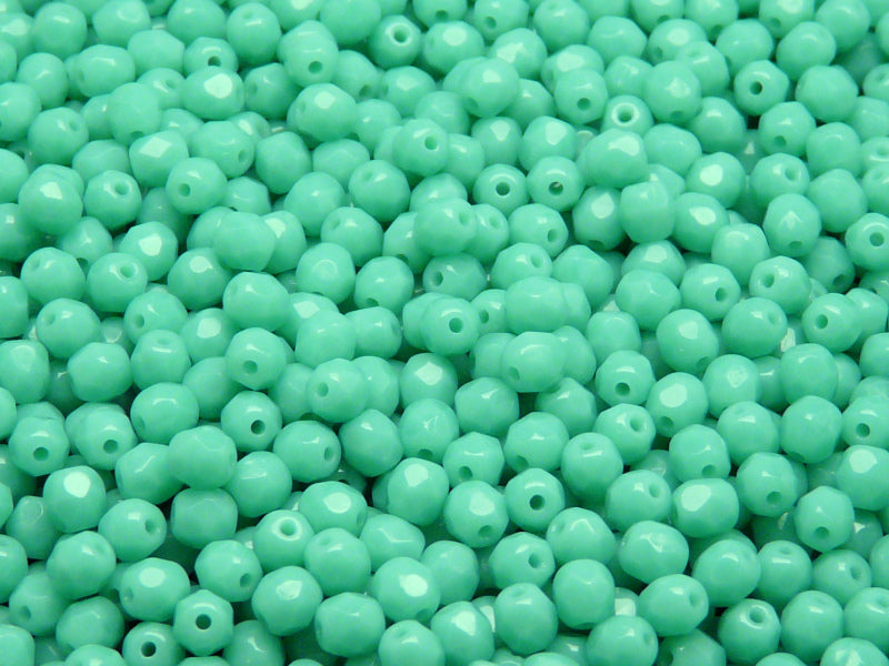 3600 pcs  Fire Polished Faceted Beads Round, 4mm, Opaque Turquoise Green, Czech Glass