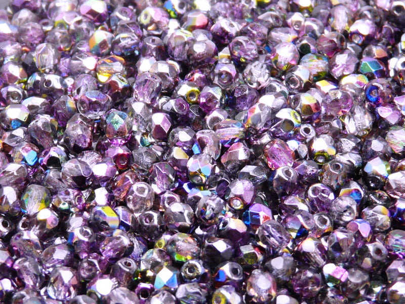 3600 pcs  Fire Polished Faceted Beads Round, 4mm, Magic Violet Gray, Czech Glass