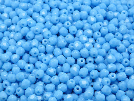 3600 pcs  Fire Polished Faceted Beads Round, 4mm, Opaque Turquoise Blue, Czech Glass