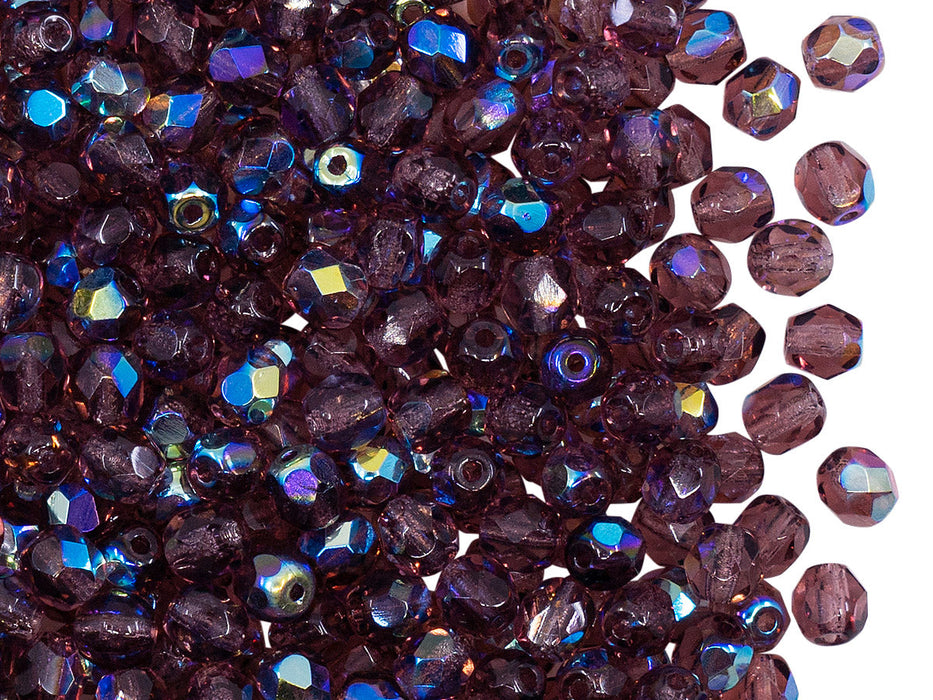 3600 pcs  Fire Polished Faceted Beads Round, 4mm, Amethyst AB, Czech Glass