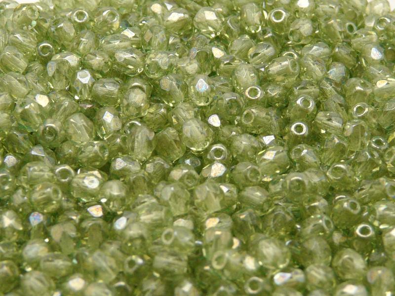 3600 pcs  Fire Polished Faceted Beads Round, 4mm, Crystal Green Luster, Czech Glass