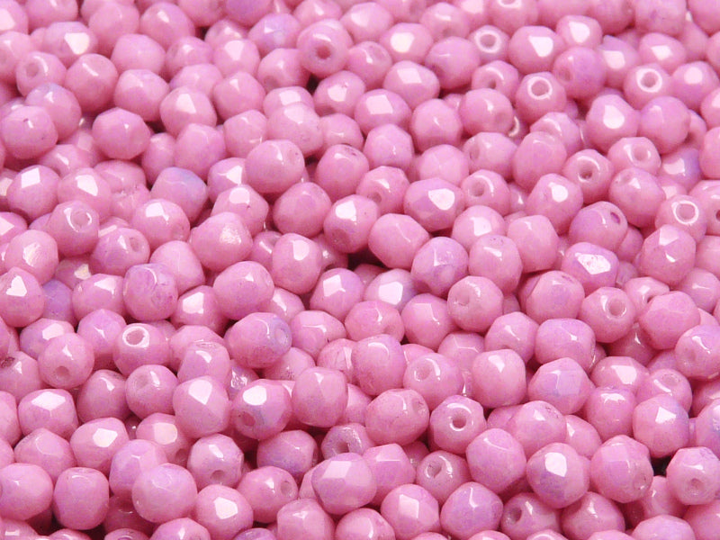 3600 pcs  Fire Polished Faceted Beads Round, 4mm, Chalk Lila Luster, Czech Glass