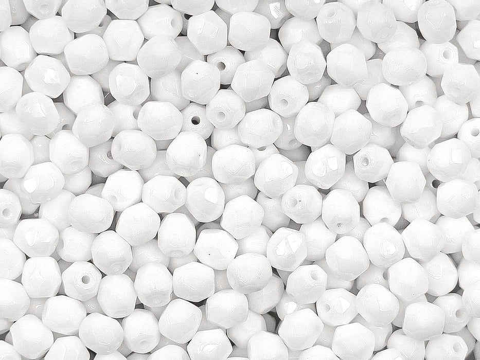 3600 pcs  Fire Polished Faceted Beads Round, 4mm, Chalk White, Czech Glass