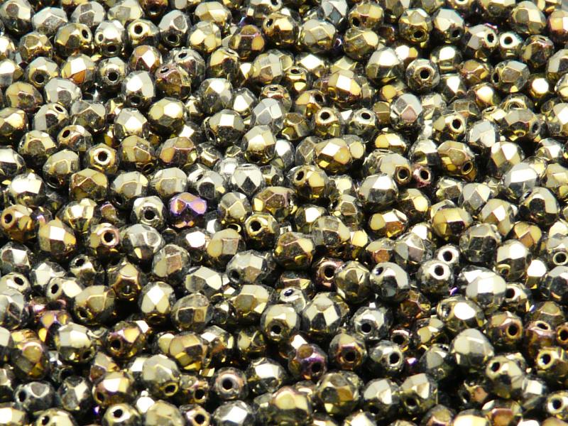 3600 pcs  Fire Polished Faceted Beads Round, 4mm, Jet Bronze Iris, Czech Glass