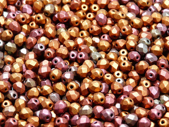 3600 pcs  Fire Polished Faceted Beads Round, 4mm, Silky Violet Rainbow, Czech Glass