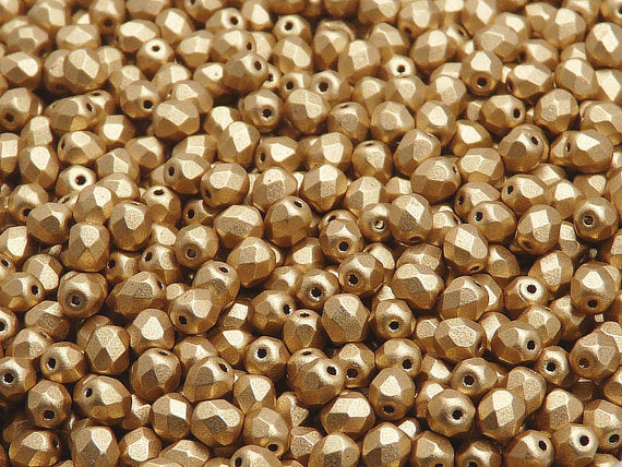 3600 pcs  Fire Polished Faceted Beads Round, 4mm, Aztec Gold (Crystal Bronze Pale Gold), Czech Glass