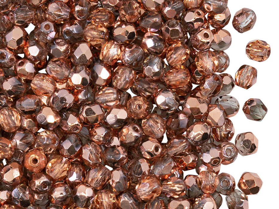 3600 pcs  Fire Polished Faceted Beads Round, 4mm, Apollo Gold (Crystal Capri Gold), Czech Glass