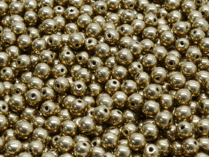 Round Beads 4 mm, Dark Gold Metallic, Czech Glass