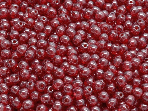 Round Beads 4 mm, Ruby White Luster, Czech Glass